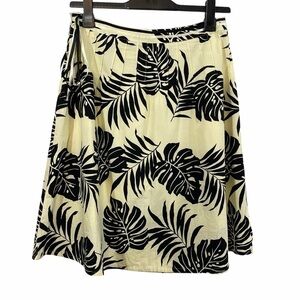 Carol Little Black and Cream Leaf Print Beaded Skirt